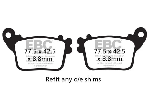 EBC Double-H™ Sintered Brake Pads for Yamaha YZF R1 FA380HH Front FA436HH Rear HH Rated High Performance Brake Pads