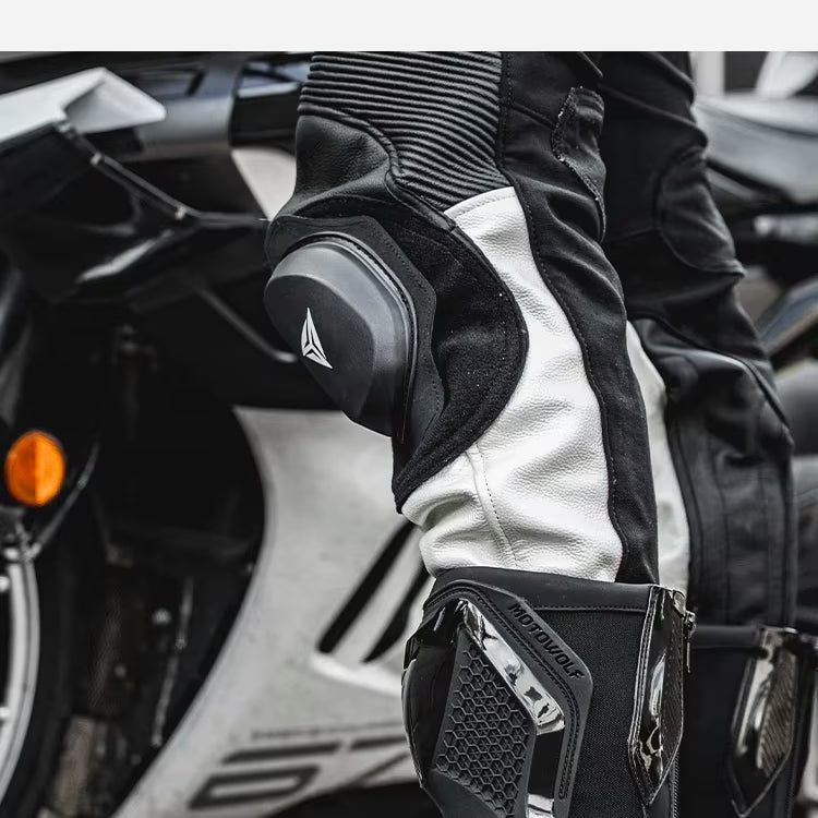 MOTOWOLF BO1 Racing Motorcycle Riding Boots for Unisex | Reinforced Protection, Anti-Slip Sole, All-Weather Riding Boots - WHITE RED