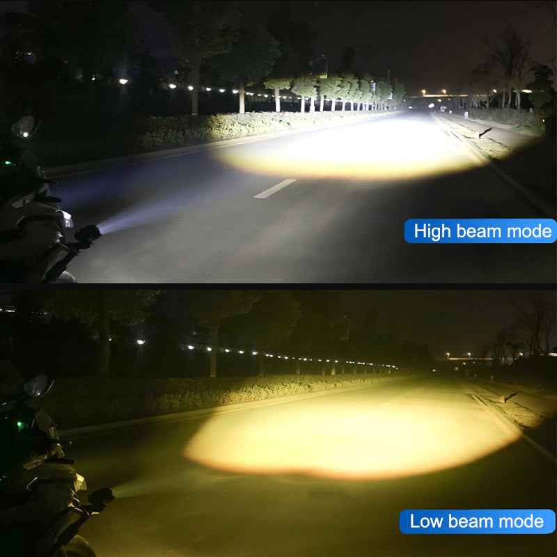 HJG Y LENS ULTRA WIDE DUAL INTENSITY LED DRIVING FOG LIGHTS WHITE/YELLOW WITH WIRING HARNESS KIT & CLAMPS (FULL KIT)