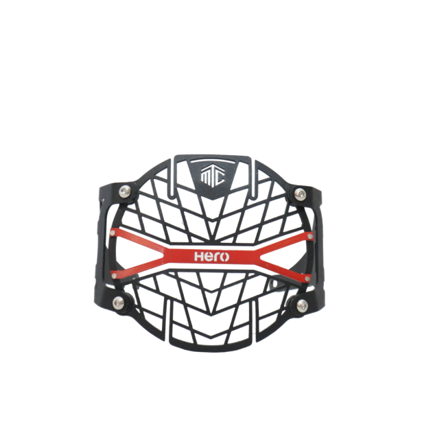MotoCare Headlight Grill for Hero Xpulse 200 / 200 4V | Premium Headlight Protection Guard (Black & Red)