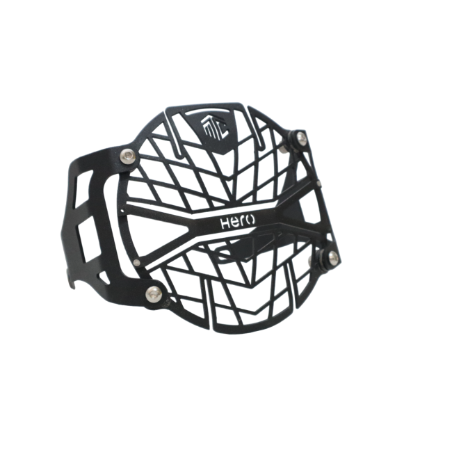 MotoCare Headlight Grill for Hero Xpulse 200 / 200 4V | Premium Headlight Protection Guard (Black & Red)