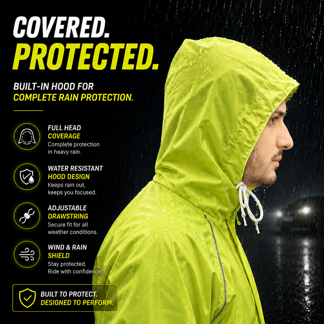 66BHP Storm X Waterproof Motorcycle Raincoat with Free Riding Pant