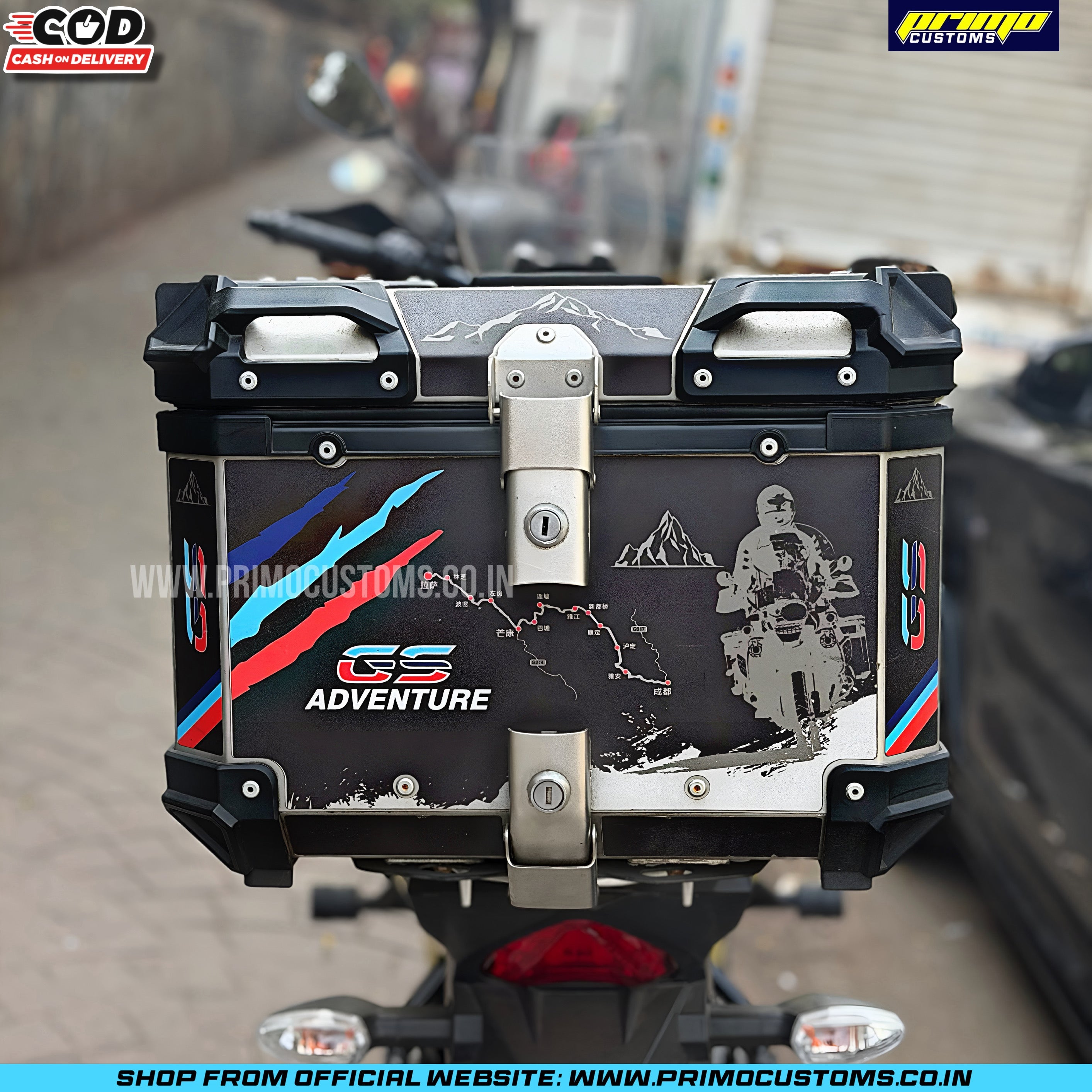 46 Liters Stainless Steel BMW GS Black Graphics Top Box
