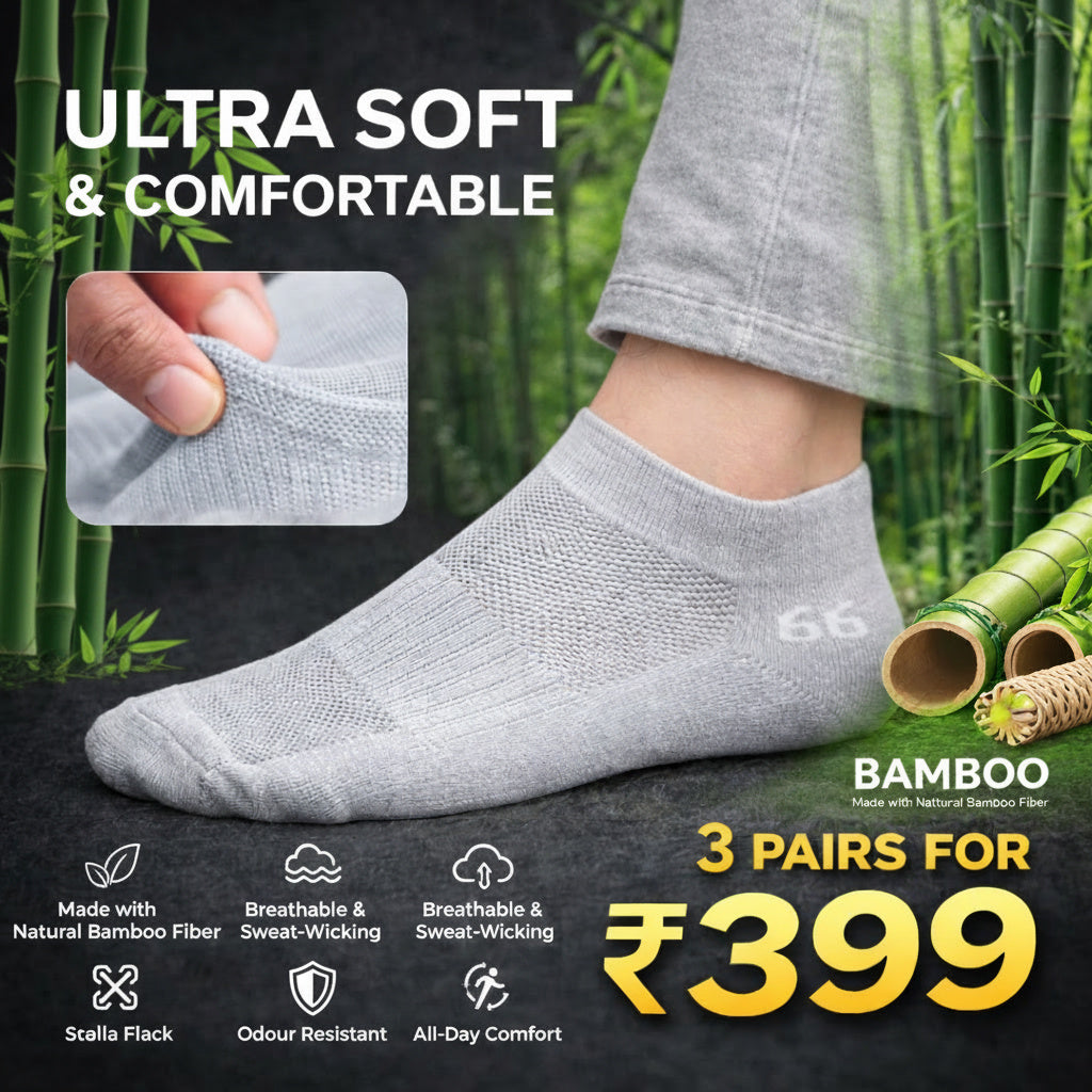 66BHP Bamboo Socks – Odor-Free for 72 Hours | Ultra-Soft | Moisture-Wicking | All-Day Comfort Socks