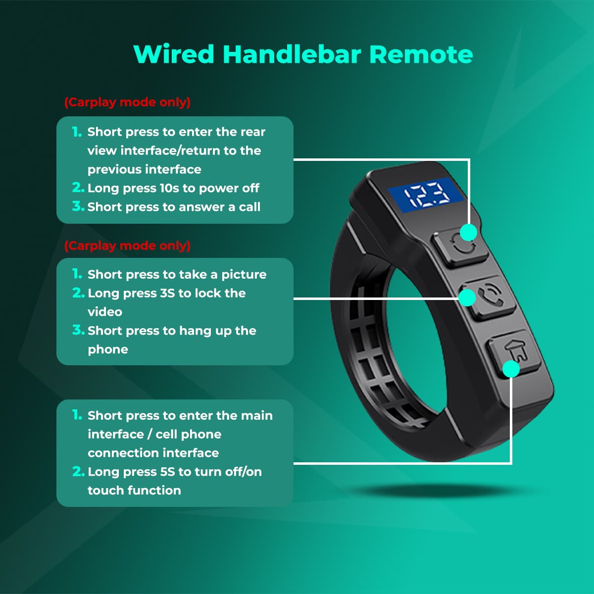 Simtac motorcycle GPS CarPlay & Android Auto system – M10D