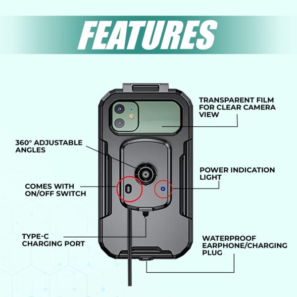 Simtac waterproof mobile holder with Wireless & Type-C charger (MHWPWC-15C)