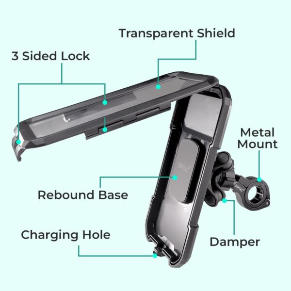 Simtac splash guard X with vibration damper and wireless charger (MHWPWC-PRO)