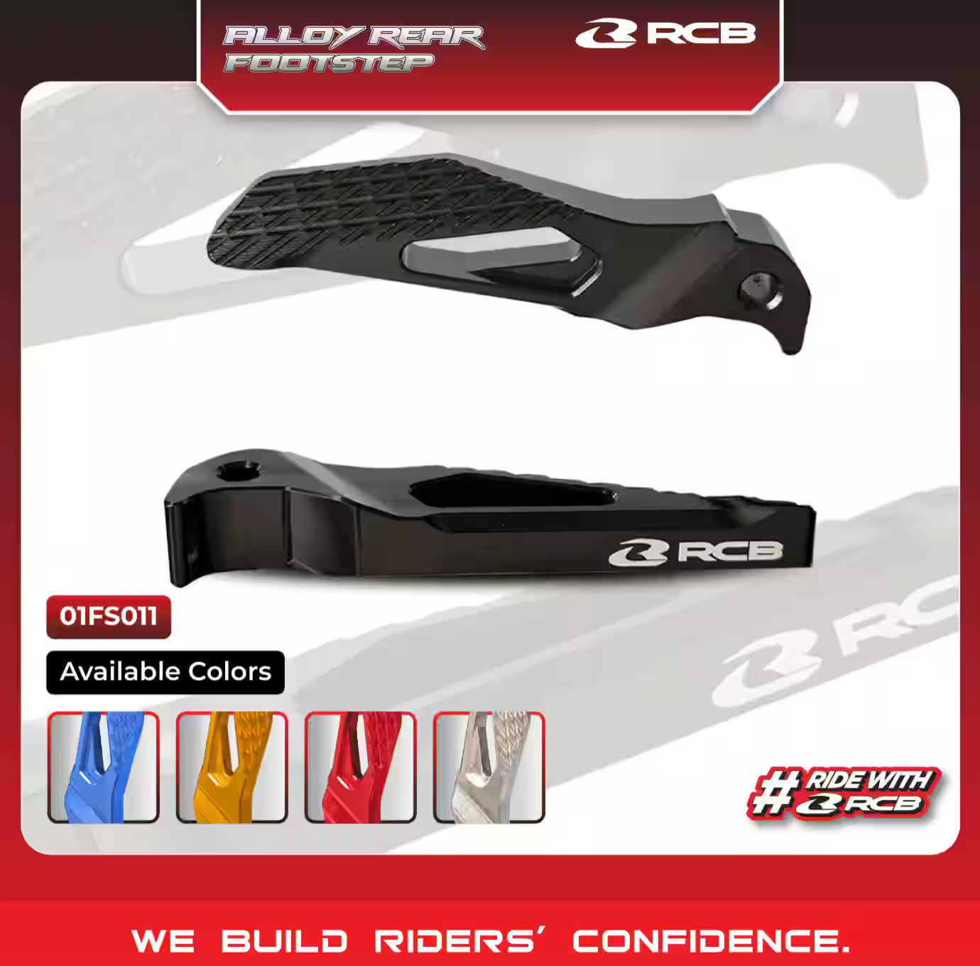 RCB ALLOY REAR FOOTREST YAMAHA AEROX 155 01BF011 (BLUE) (BLACK) (GOLD) (RED) (SILVER)