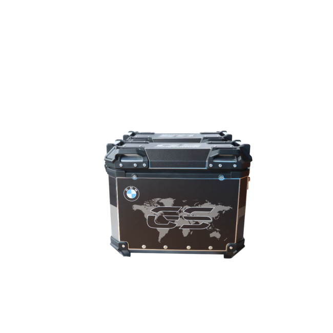 MOTOCARE ALUMINIUM 36 LITRE BMW GS BLACK PANNIERS WITH SADDLE CLAMP