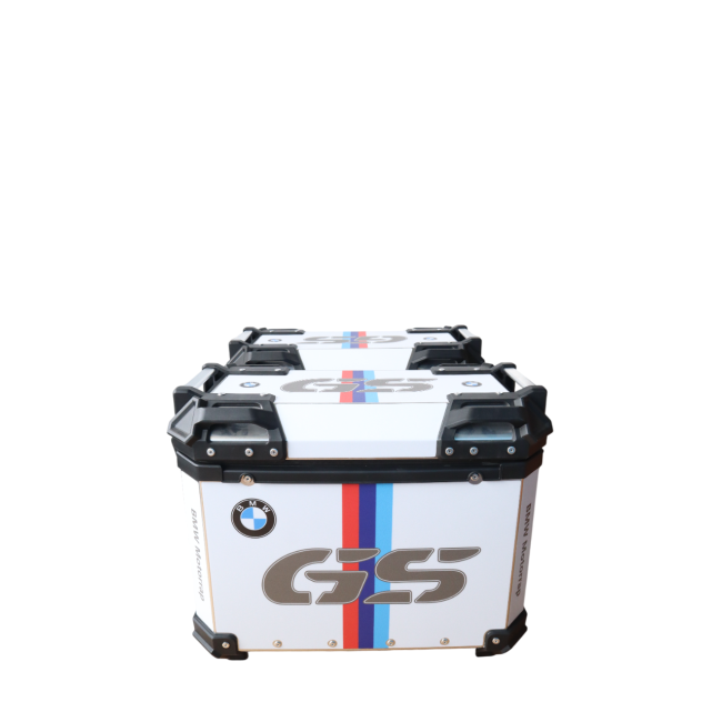 MOTOCARE ALUMINIUM 36 LITRE BMW GS SILVER PANNIERS WITH SADDLE CLAMP