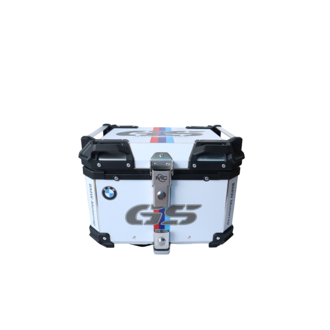 MOTOCARE ALUMINIUM 45 LITRE GRAPHIC BMW GS WHITE TOP BOX