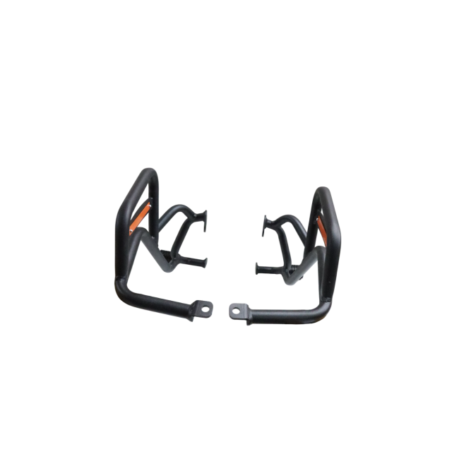 MotoCare Crash Guard with Dual Sliders for 2025 KTM Adventure 250 & 390 | Heavy Duty Engine Protection Guard (Premium Orange/Black)