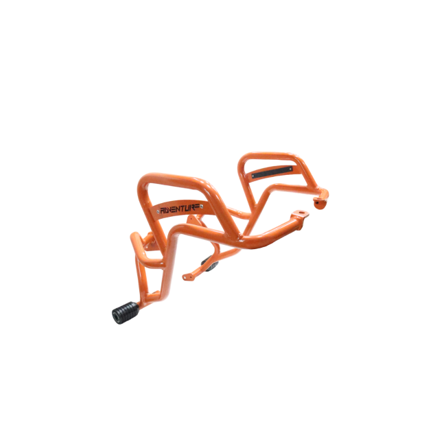 MotoCare Crash Guard with Dual Sliders (Orange) for 2025 KTM Adventure 250 & 390 | Heavy Duty Engine Protection Guard