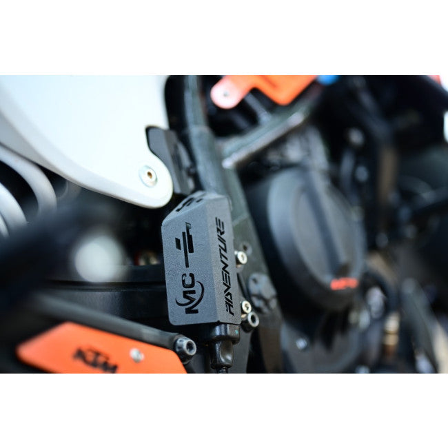 MotoCare Master Cylinder Guard for 2025 KTM Adventure 250 & 390 | CNC Brake Fluid Reservoir Protection Cap (Orange & Black)