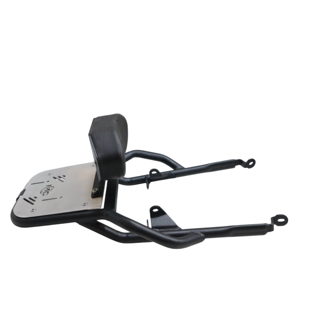 MotoCare Backrest Carrier with Aluminium Plate for Honda CB350 | Pipe Carrier with Cushion Backrest & Luggage Rack