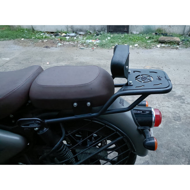 MotoCare Pipe Carrier with Backrest for Royal Enfield Classic 350 Reborn | Rear Luggage Rack