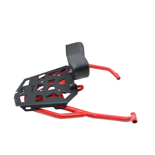 MotoCare Pipe Carrier with Backrest (Red & Black) for Hero XPulse 210 | Heavy Duty Luggage Rack | Touring Comfort Support