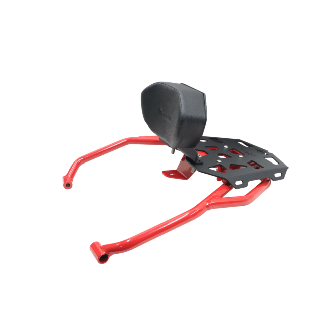 MotoCare Pipe Carrier with Backrest (Red & Black) for Hero XPulse 210 | Heavy Duty Luggage Rack | Touring Comfort Support