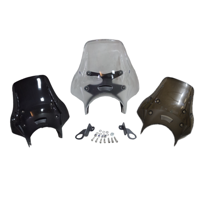 MotoCare Polycarbonate Visor for Guerrilla 450 – Windshield Wind Deflector (Smoke/Clear/Black)