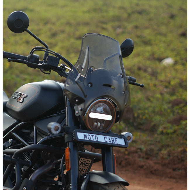 MotoCare Polycarbonate Windshield Visor for Harley Davidson X440 – Flyscreen Wind Deflector (Clear/Smoke/Black)