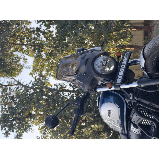 MotoCare Polycarbonate Windshield Visor for Jawa 42 FJ | Smoke, Clear & Black Windshield Protector