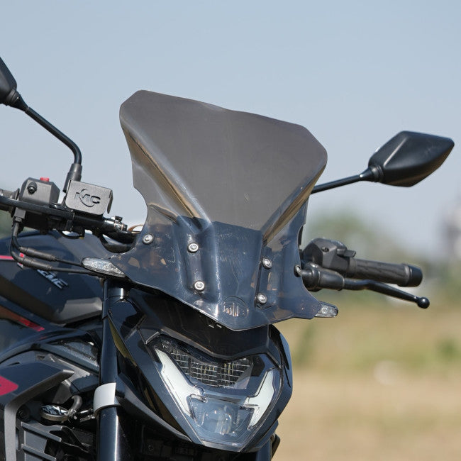MotoCare Polycarbonate Visor for Hero Xtreme 250R | Windshield Screen Protector | Clear/Smoke/Black Wind Deflector