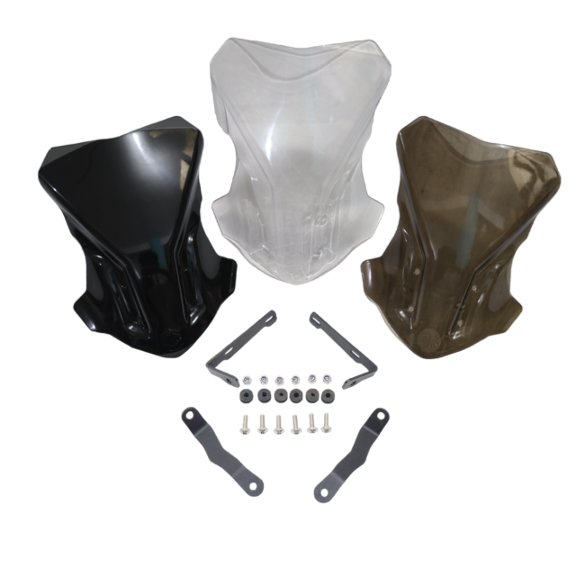 MotoCare Polycarbonate Visor for Hero Xtreme 250R | Windshield Screen Protector | Clear/Smoke/Black Wind Deflector
