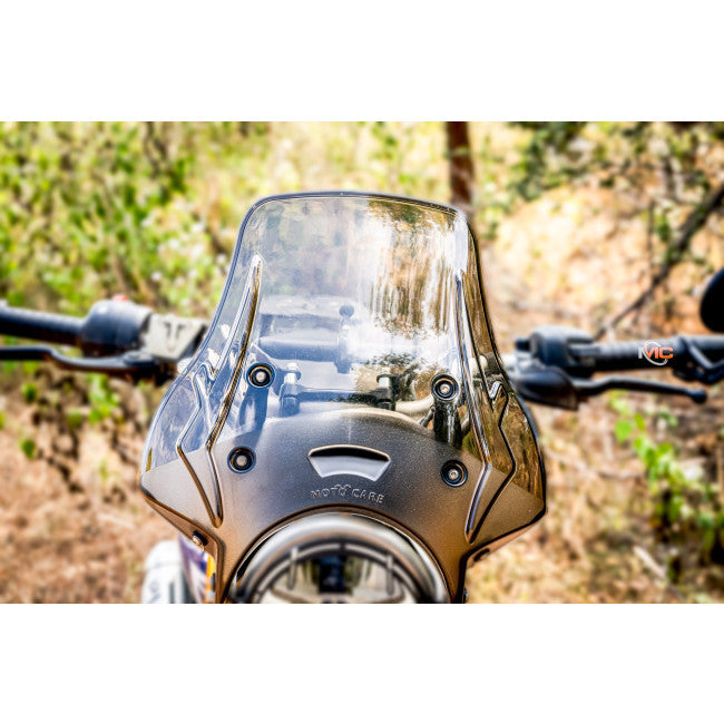 MotoCare Polycarbonate Windshield Visor for Scrambler 400X | Clear / Smoke / Black Touring Windscreen Protector