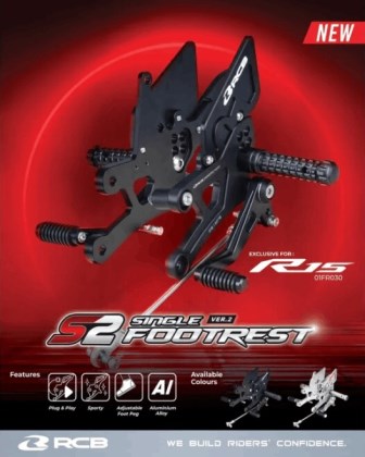 RCB S2 V2 Single Set Footrest – YAMAHA R15V3 MT15 01FR030 ( BLACK )