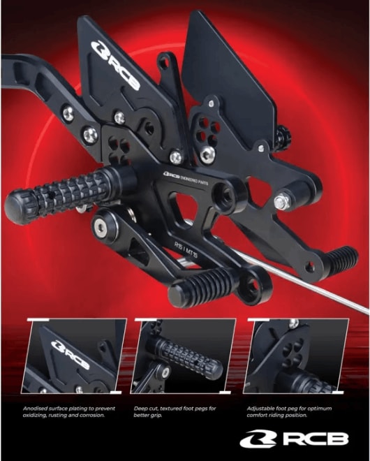 RCB S2 V2 Single Set Footrest – YAMAHA R15V3 MT15 01FR030 ( BLACK )