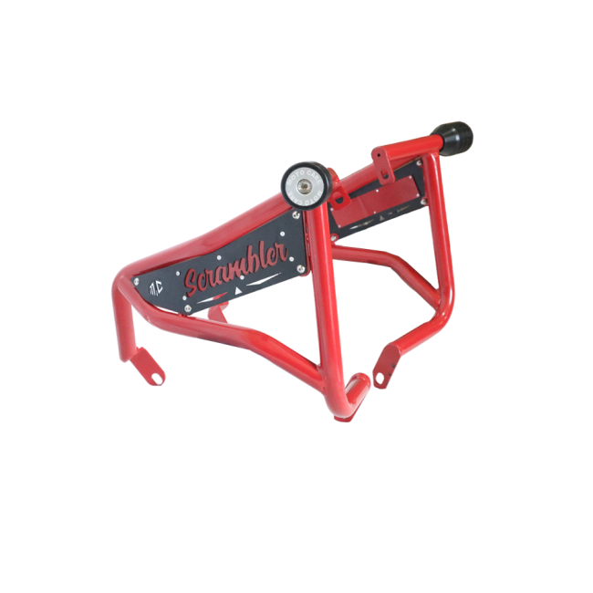MotoCare Red Crash Guard with Dual Sliders for Yezdi Scrambler | Heavy Duty Engine Protection