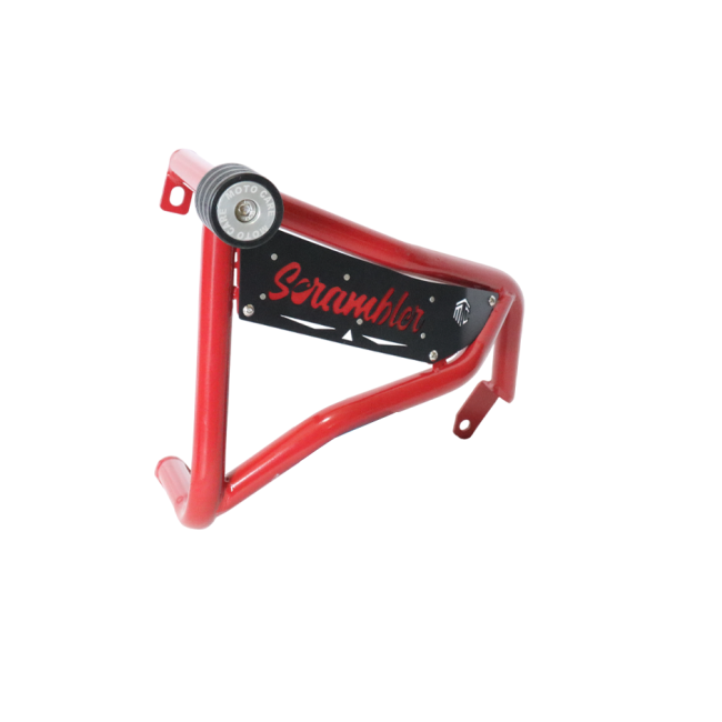 MotoCare Red Crash Guard with Dual Sliders for Yezdi Scrambler | Heavy Duty Engine Protection