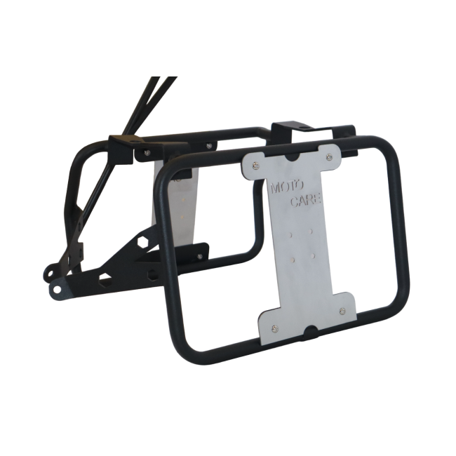 MotoCare Saddle Stay with Plate for BMW F850 GS | Heavy-Duty Saddle Bag Mount | Luggage Carrier Support (Black/Silver)
