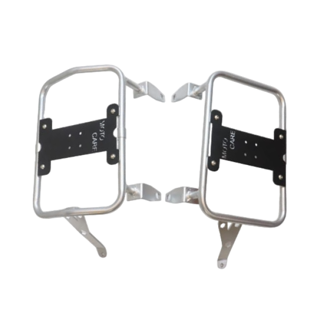 MotoCare Saddle Stay with Plate for BMW F850 GS | Heavy-Duty Saddle Bag Mount | Luggage Carrier Support (Black/Silver)