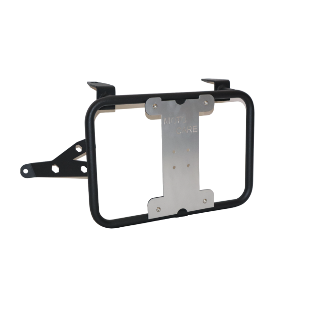 MotoCare Saddle Stay with Plate for BMW F850 GS | Heavy-Duty Saddle Bag Mount | Luggage Carrier Support (Black/Silver)
