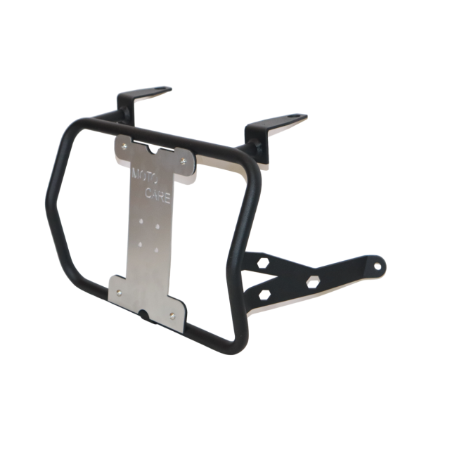 MotoCare Saddle Stay with Plate for BMW F850 GS | Heavy-Duty Saddle Bag Mount | Luggage Carrier Support (Black/Silver)