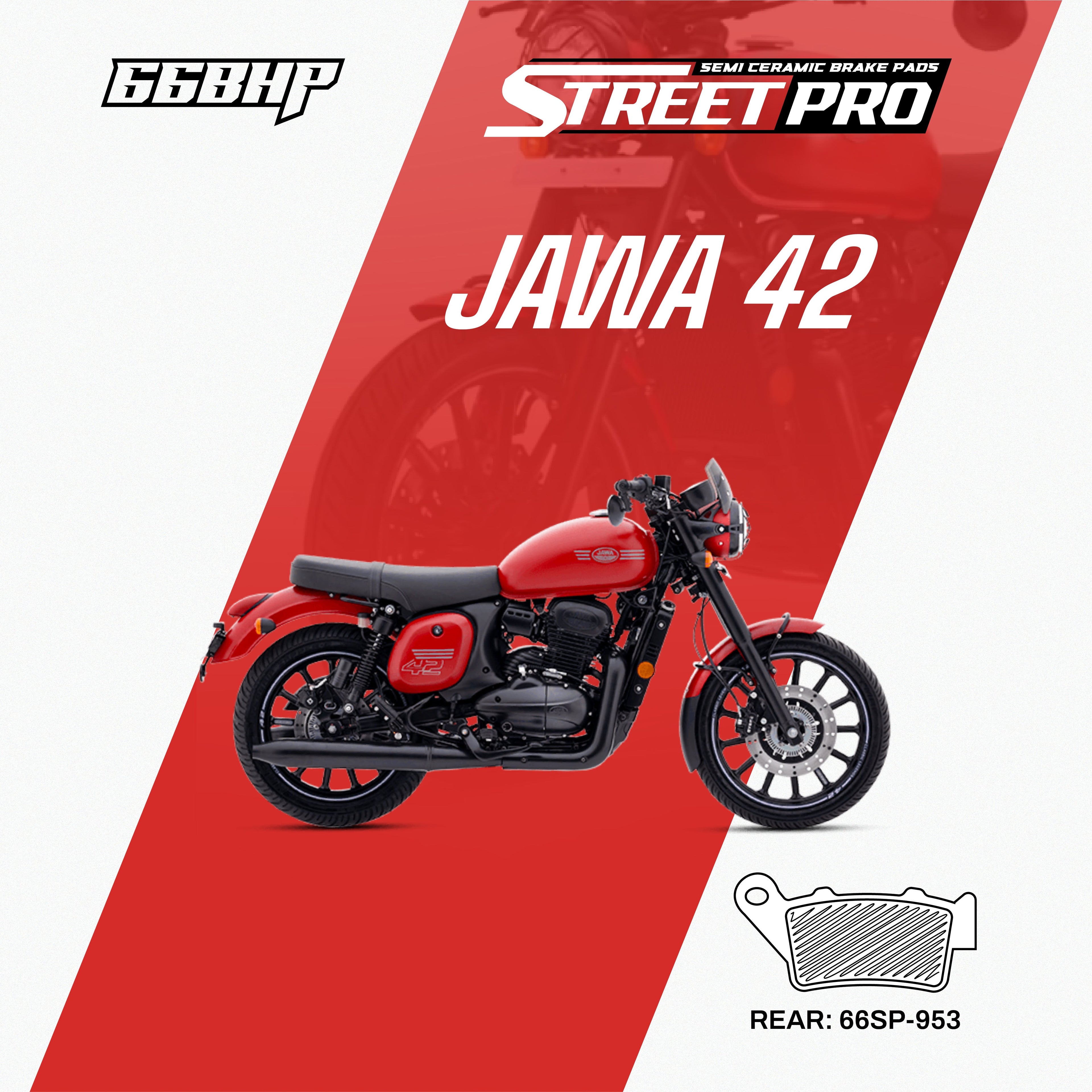 Jawa 42 66bhp  street pro semi ceramic  rear brake pad