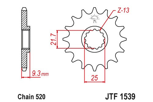 Sprockets Front (1539 14t) rubber - JT - JTF1539.14RB