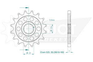 Sprockets Front (29010-16T) - Esjot (Sports) - 50-29010-16S