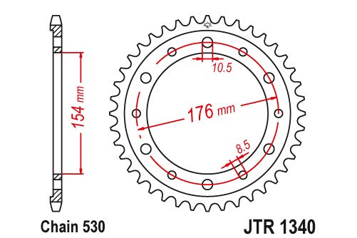 Sprockets Rear (1340 44t) - JT - JTR1340.44