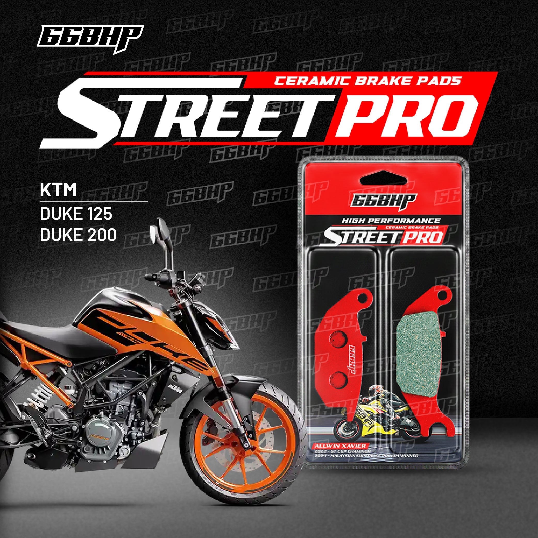 KTM Duke & RC 125 / 200 / 250 / 390 66BHP street pro semi ceramic Brake Pad