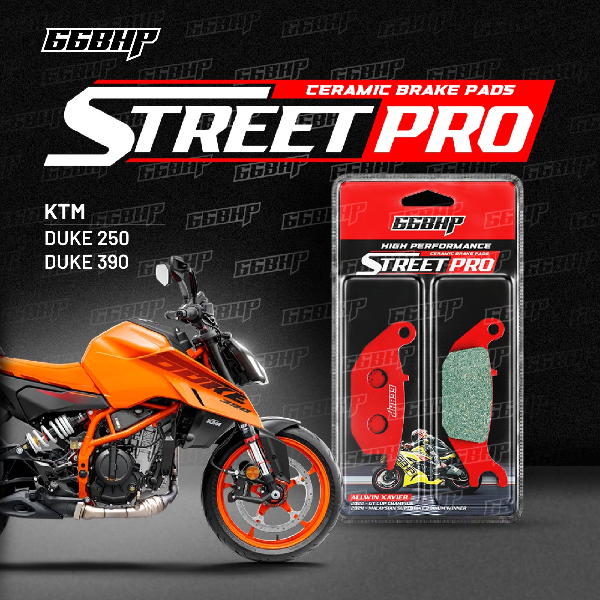 KTM Duke & RC 125 / 200 / 250 / 390 66BHP street pro semi ceramic Brake Pad