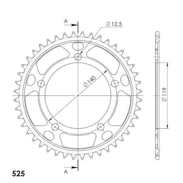 Supersprox Steel Rear Sprocket RFE-1790:44-BLK