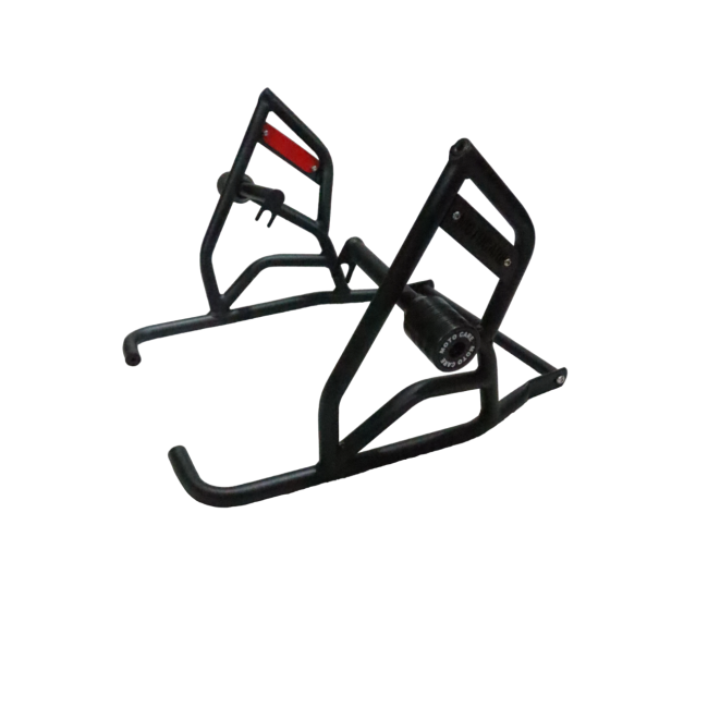 Motocare Type 2 Dual Slider Crash Guard with Plate for Royal Enfield Scram 440 | Heavy Duty Engine Protection (Red & Black)