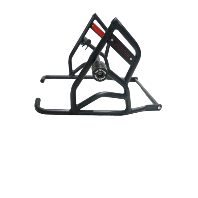 Motocare Type 2 Dual Slider Crash Guard with Plate for Royal Enfield Scram 440 | Heavy Duty Engine Protection (Red & Black)