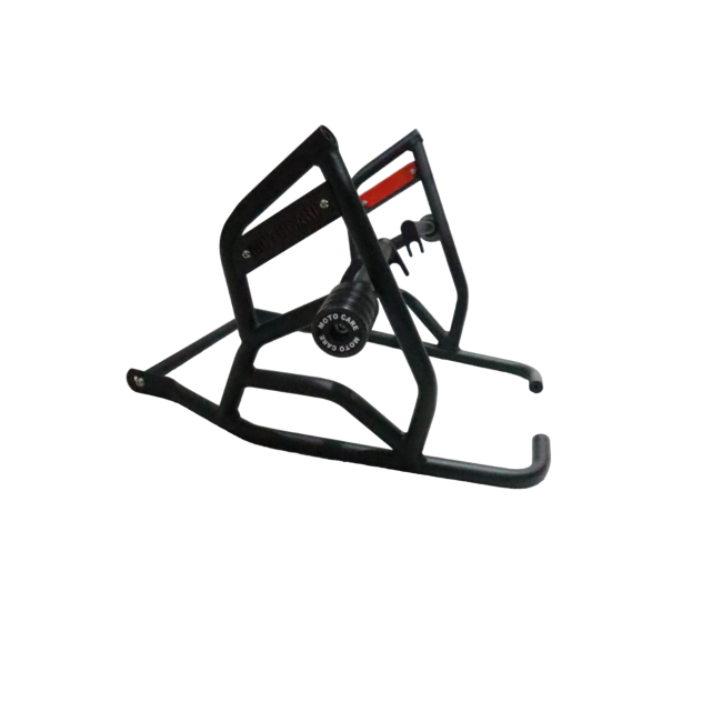 Motocare Type 2 Dual Slider Crash Guard with Plate for Royal Enfield Scram 440 | Heavy Duty Engine Protection (Red & Black)