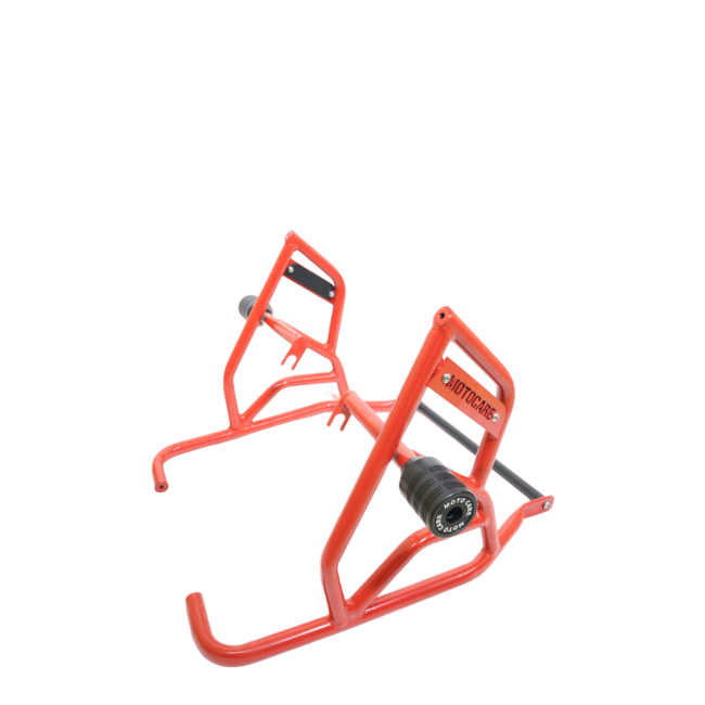 MotoCare Type 2 Dual Slider Crash Guard with Plate – Red for Royal Enfield Himalayan 411 | Engine & Frame Protection