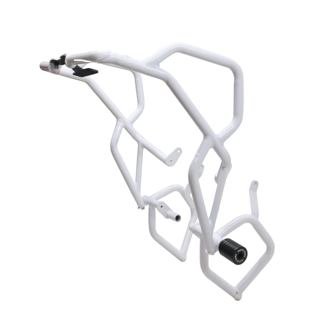 MotoCare Upper & Lower Crash Guard (White) for TVS Apache RTX 300 – Heavy Duty Engine & Frame Protection
