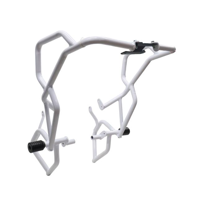 MotoCare Upper & Lower Crash Guard (White) for TVS Apache RTX 300 – Heavy Duty Engine & Frame Protection