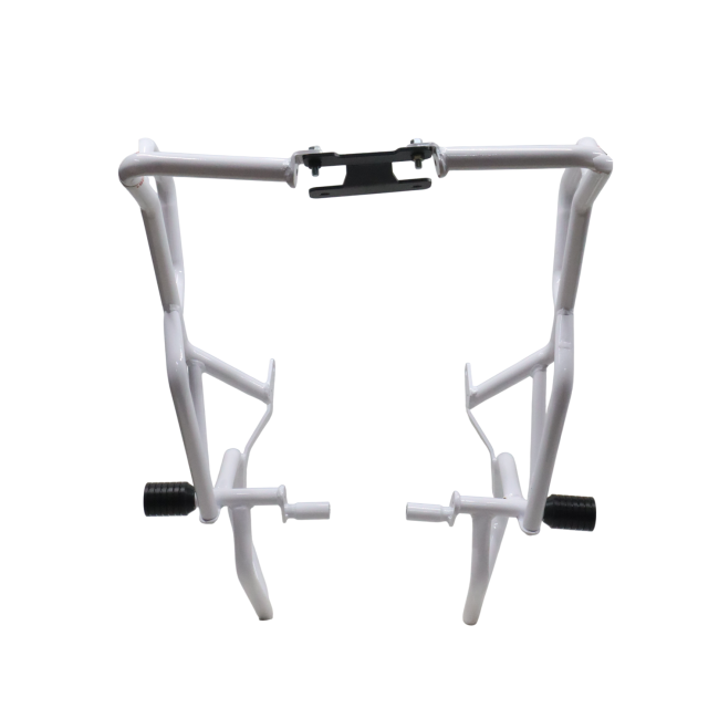 MotoCare Upper & Lower Crash Guard (White) for TVS Apache RTX 300 – Heavy Duty Engine & Frame Protection